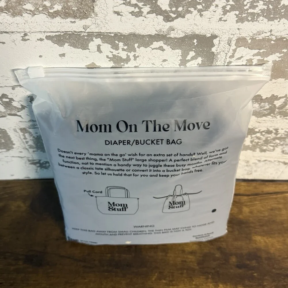 NEW - Mom Stuff Tote Bag - Navy Blue - Diaper/Bucket Bag